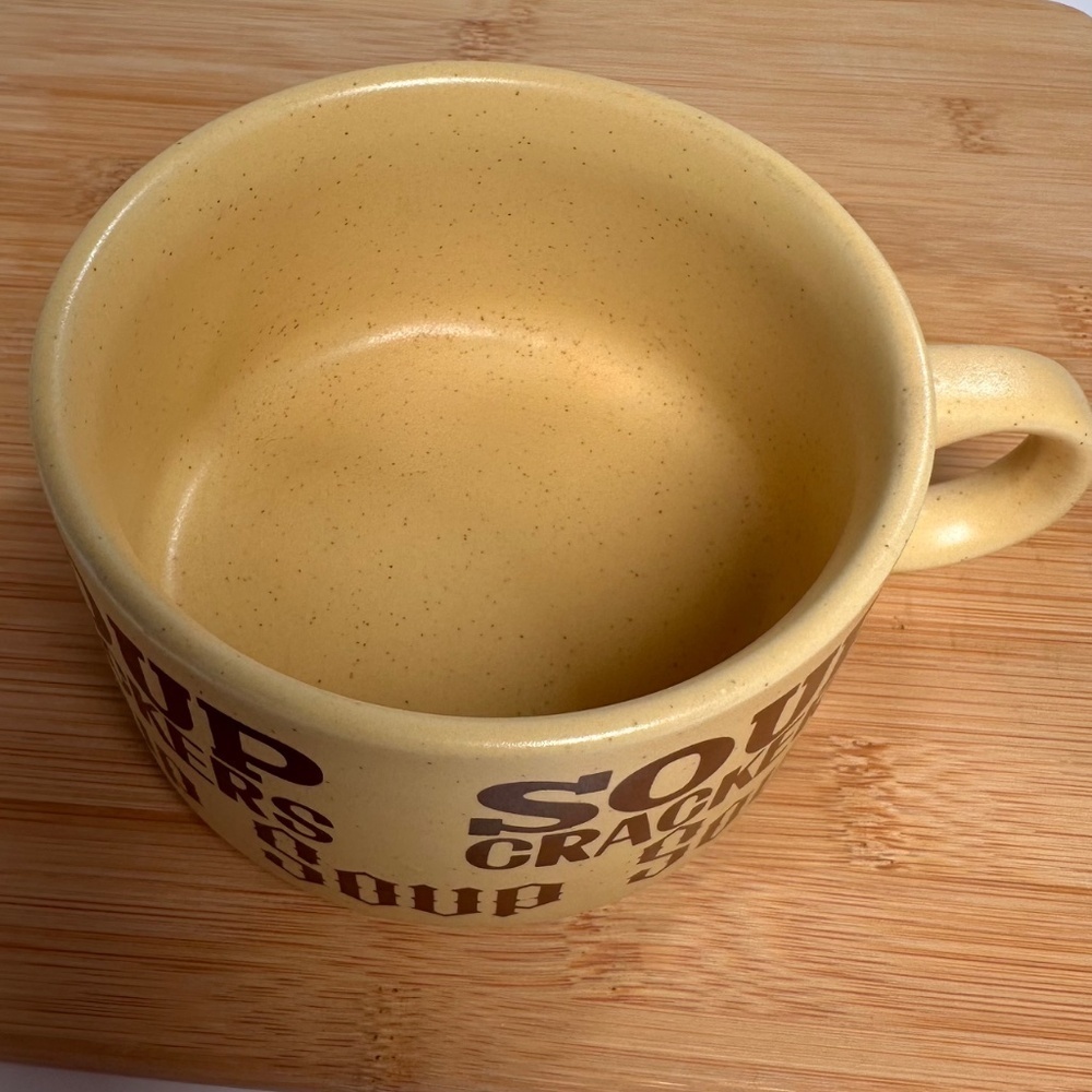 Vintage 70s Korean Stoneware Soup Mug Retro Typography • Chunky Pottery - Picture 6 of 7
